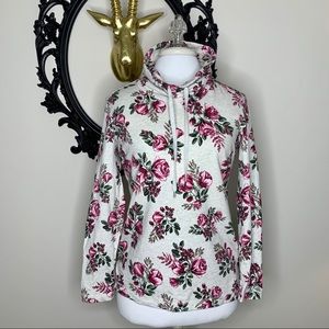 Karen Scott Heather Gray with Pink Floral Design Sweatshirt Pullover